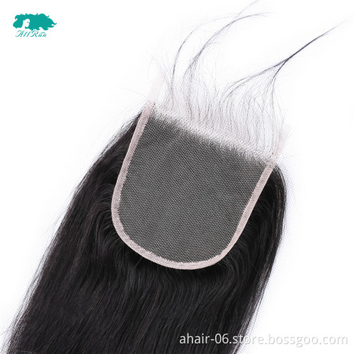 All run 4*4 lace closure Hair Human Black Natural Color Brazilian Human Hair